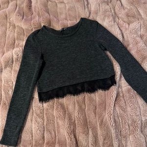 Zara Lace Trim Cropped Sweater (S)